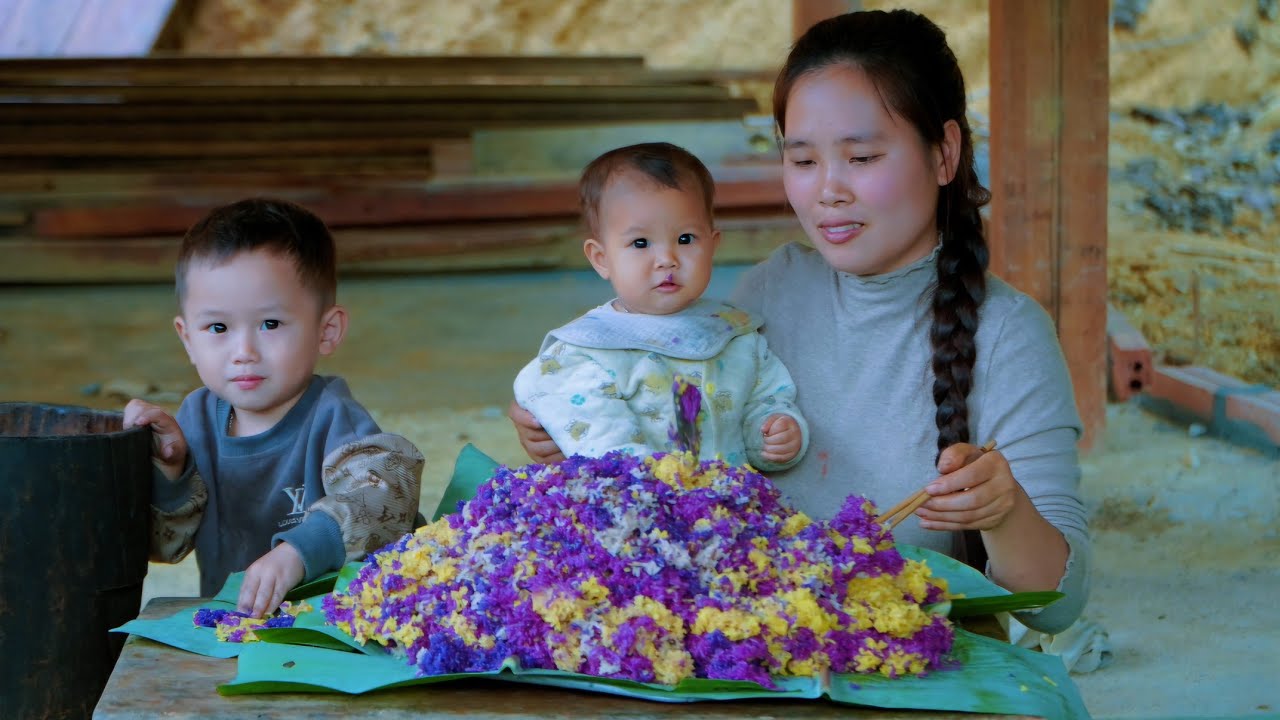How to make five-colored sticky rice to sell at the market - Farm building | Small family life