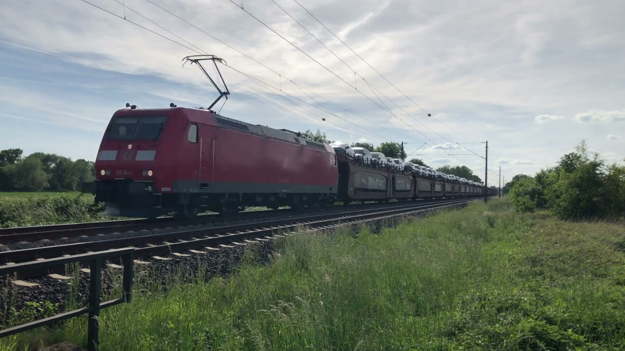 G&uuml;terzug mit 185 164-1 und Autowagen