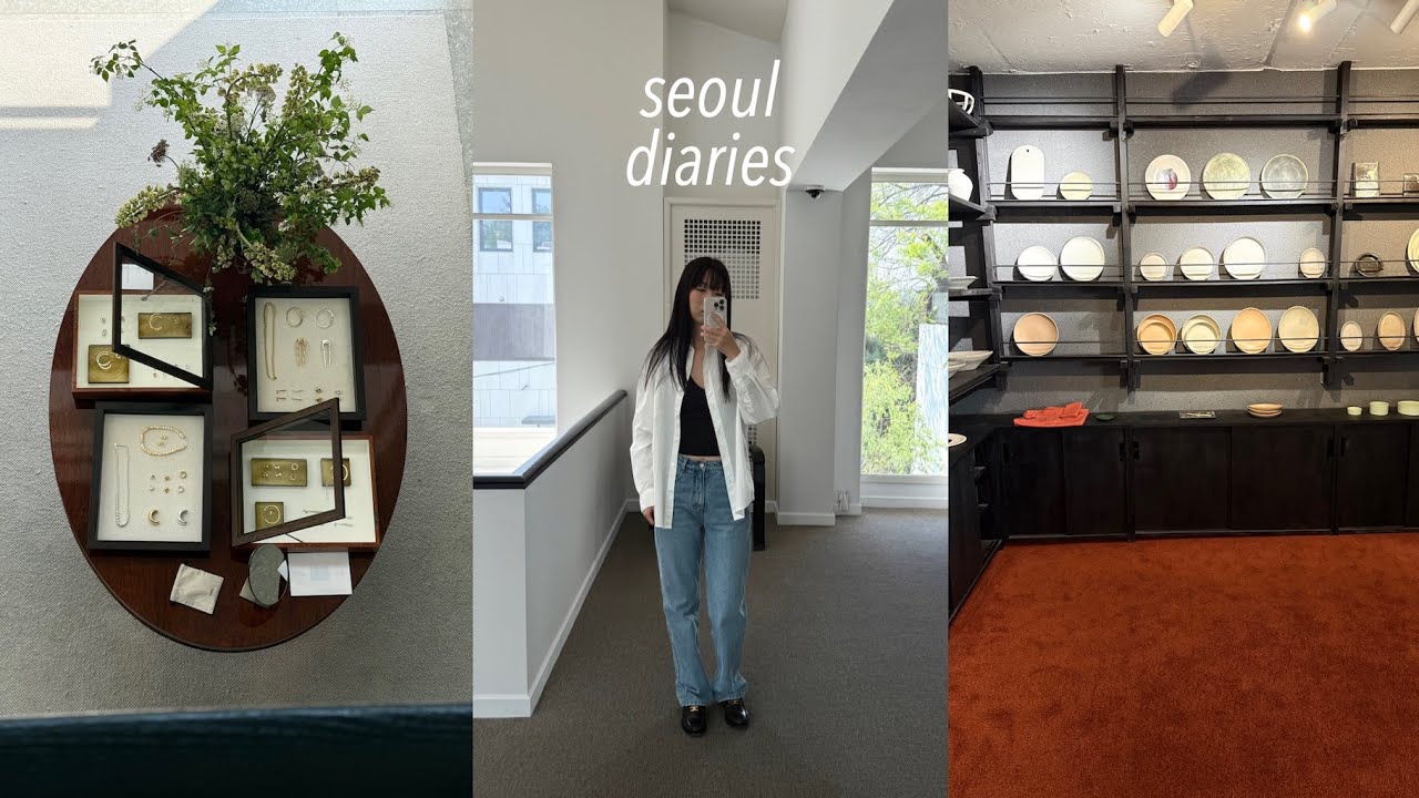 vlog. 일상 브이로그. LIE STUDIO 주얼리 🦢 그릇 쇼핑, IAAC, 서촌 아르키스토🛋️ 하우스키루, 어슬라이스 샌드위치, 연희동 이자카야 추천 / rene 브이로그
