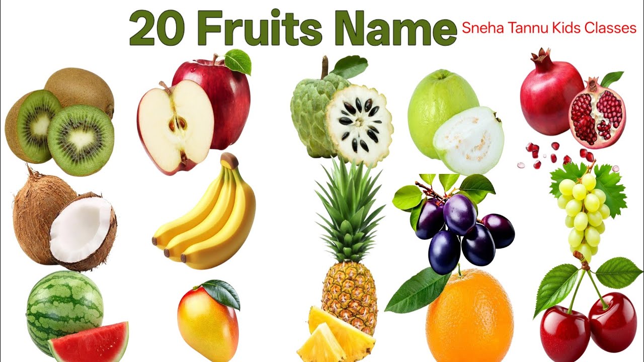 फलों के नाम | 20 Fruits Name in English and Hindi for Kids
