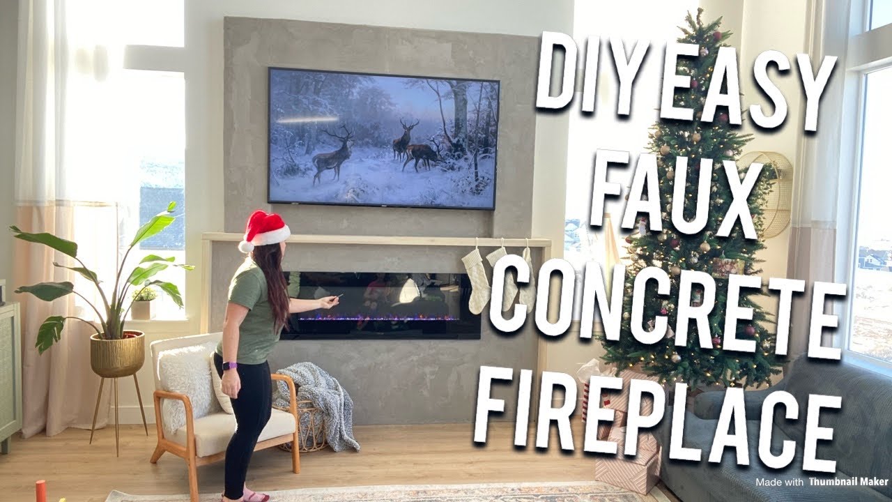 DIY FAUX CONCRETE ELECTRIC FIREPLACE