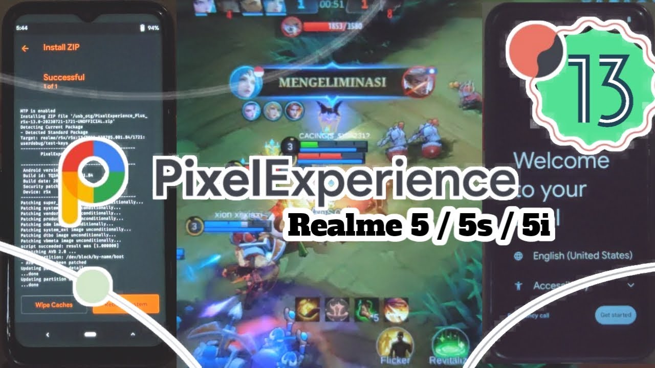 Pixel Experience 13 di Realme 5 / 5i / 5s || Install Custom Rom Android 13 || Patch July 2023