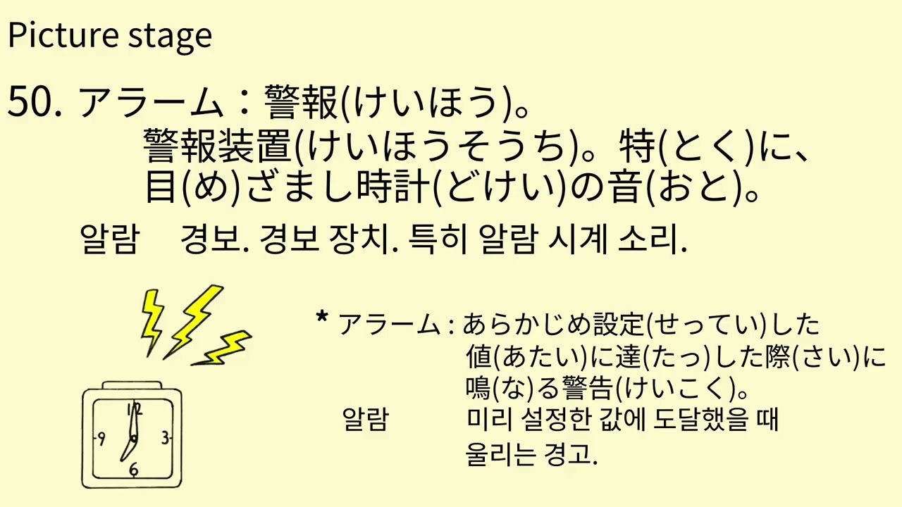 J#51 50.アラーム 그림으로 배우는 일본어