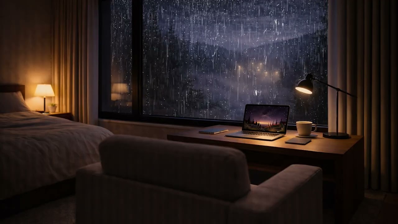 Fall Asleep Fast with Rain ASMR in a Cozy Warm Lit Bedroom 🌧️ Reduce Anxiety