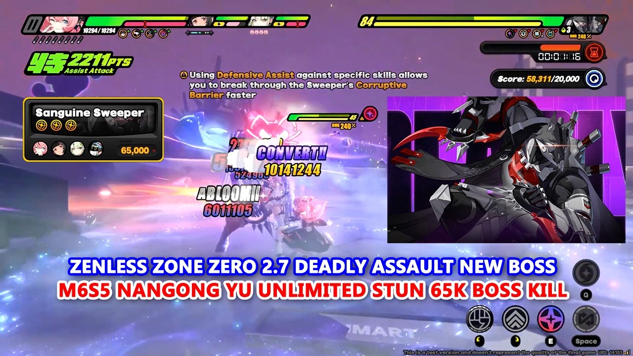 Zenless Zone Zero 2.7 Deadly Assault New Boss : M6S5 Nangong Yu Unlimited Stun 65k Boss Kill