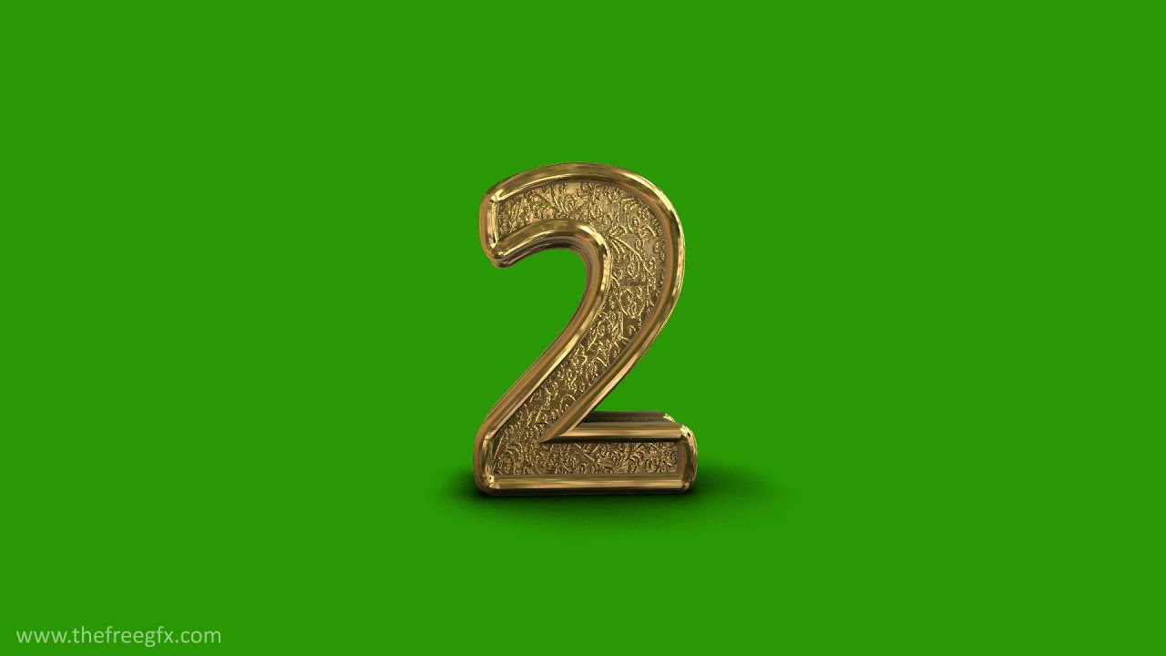 Golden ornamental Number 2 Green screen video