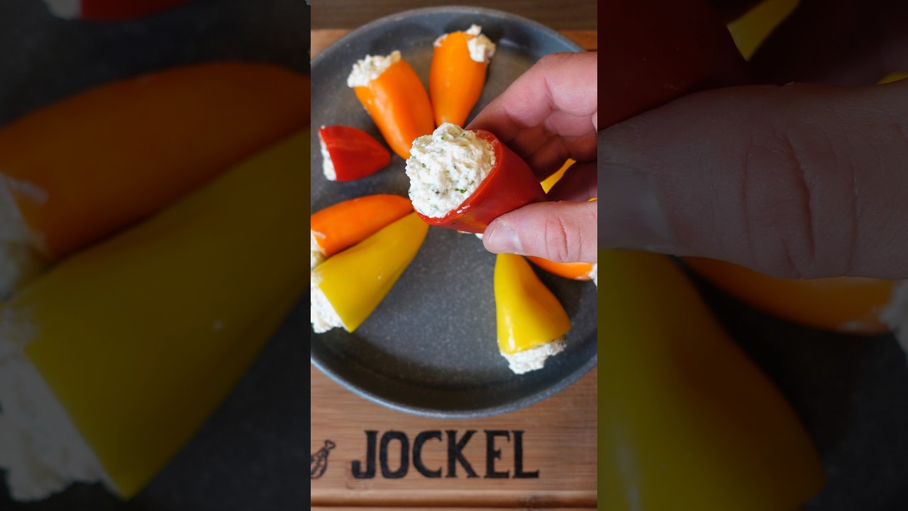 So machst Du gef&uuml;llte Mini-Paprika mit Frischk&auml;se-Feta-F&uuml;llung #einfacherezepte #shorts #rezept