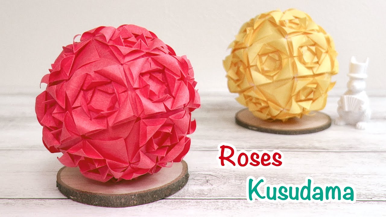 折り紙 くす玉 ローズ🌹を作ってみた! 作り方/How to make a Rose 🌹kusudama.DIY.Paper craft.Flowers.Origami