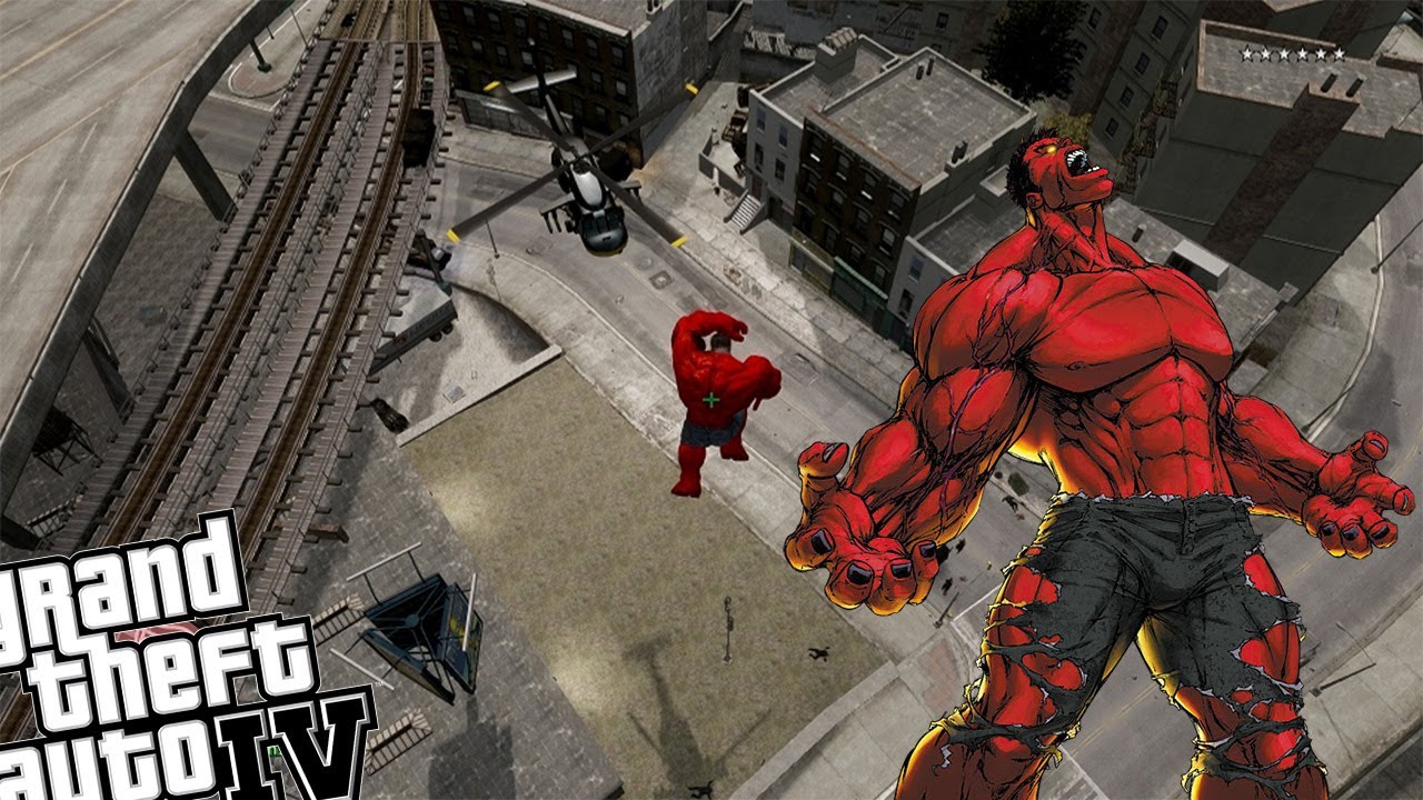 GTA 4 Red Hulk Mod - Red Hulk Attacks GTA IV Liberty City