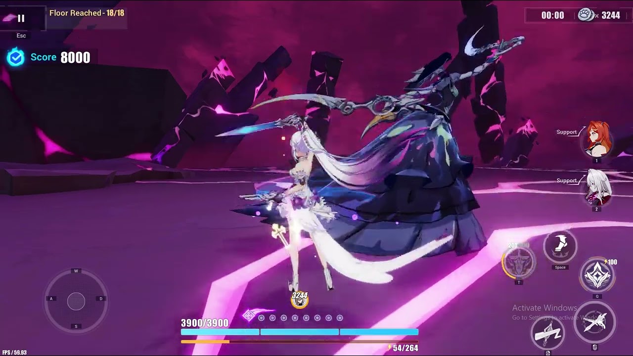 Playing HI3 (Elysia realm, showing valkyries and other)
