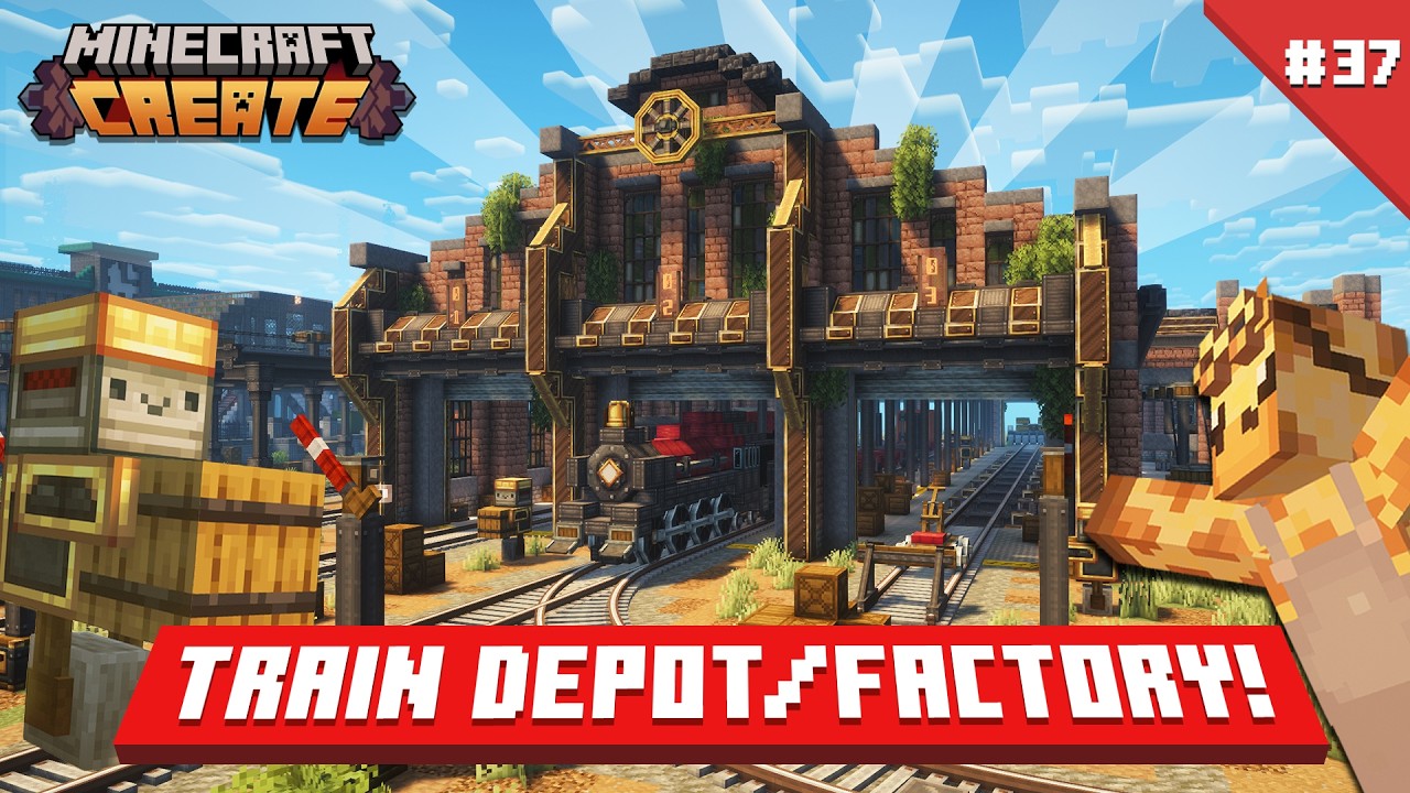I Built a TRAIN DEPOT AND FACTORY in Minecraft Create Mod! [#37]
