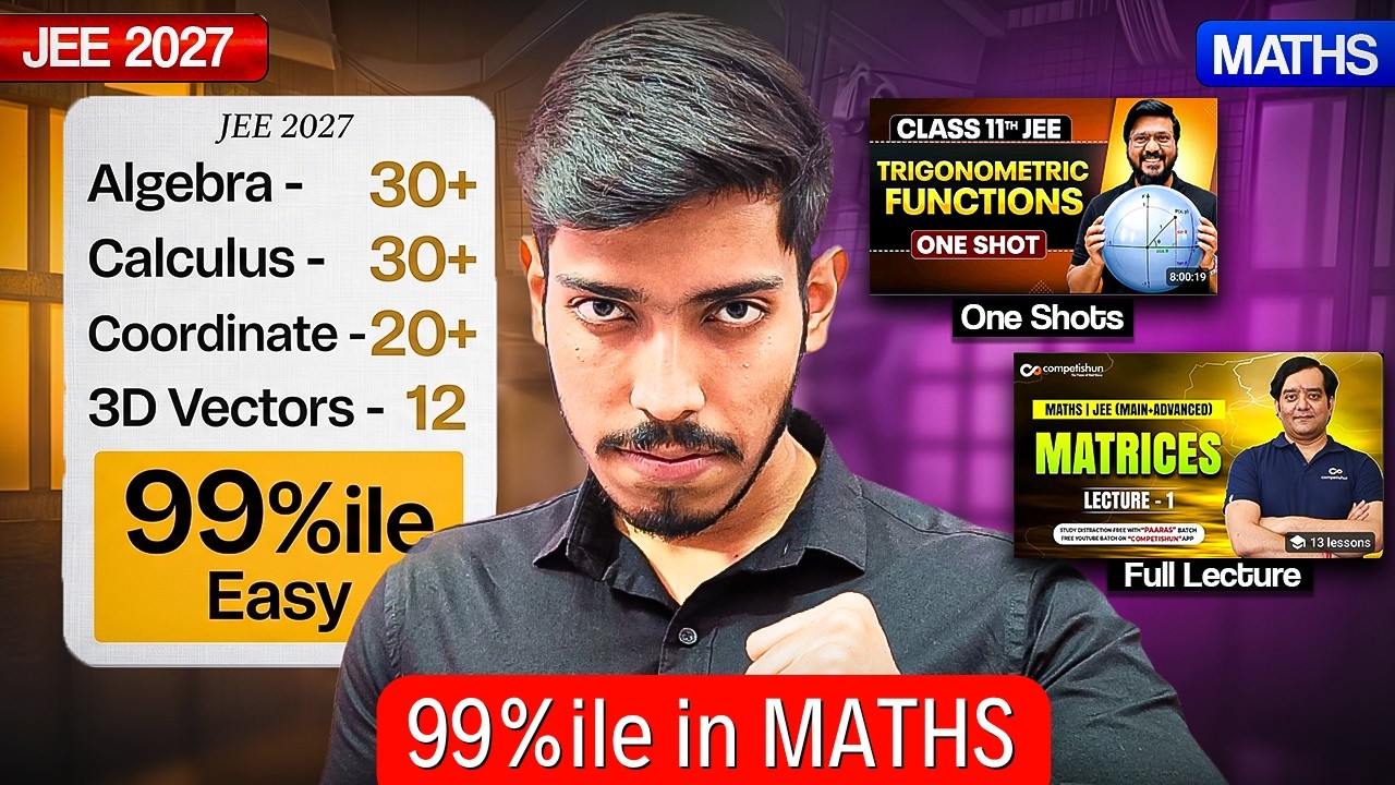 JEE 2027 MATHS : Score 99%ile in 120 Days 🔥| Only 10 Chapters for 80+ Marks  #jee