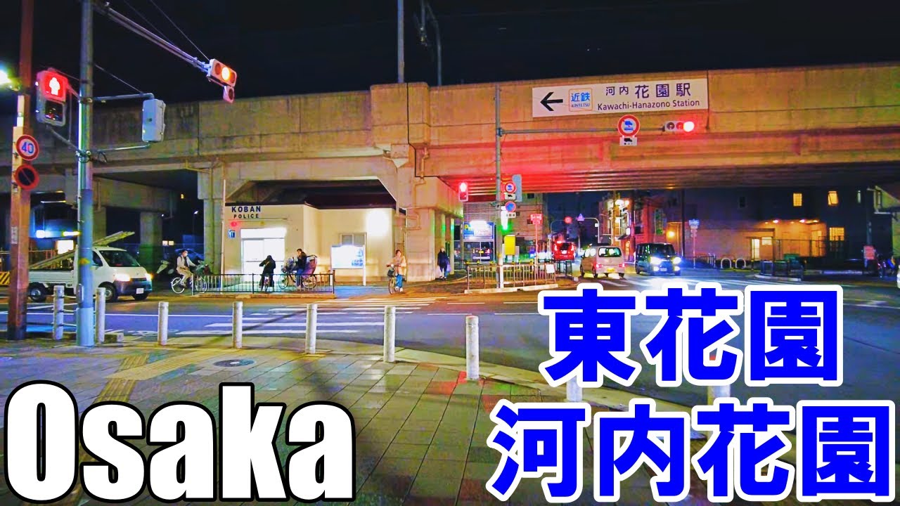 【大阪】夜の東花園と河内花園を散歩   Osaka Night Walk Higashi Hanazono and Kawachi Hanazono 4K