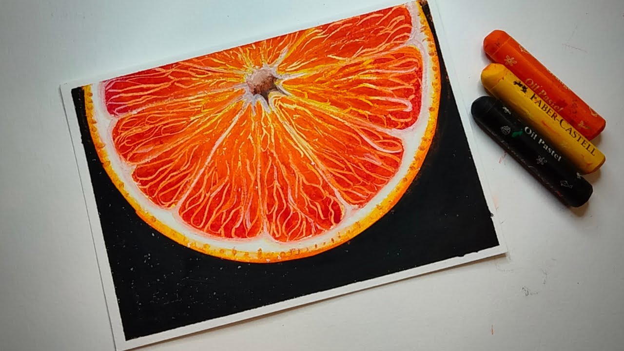 Realistic FRUIT Drawing | Oil Pastel Drawing | Step By Step
