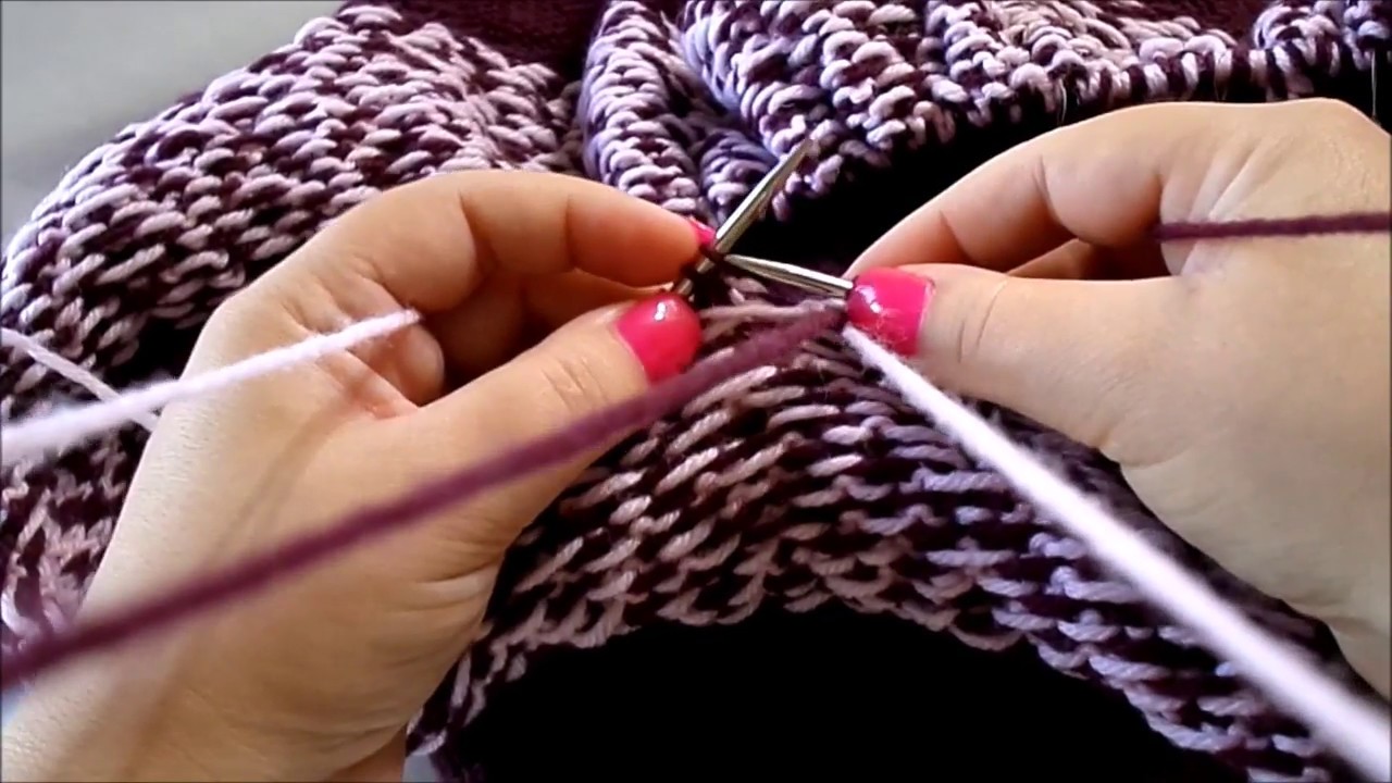 Como tricotar com duas cores à portuguesa - How to knit colorwork portuguese style (purlwise)