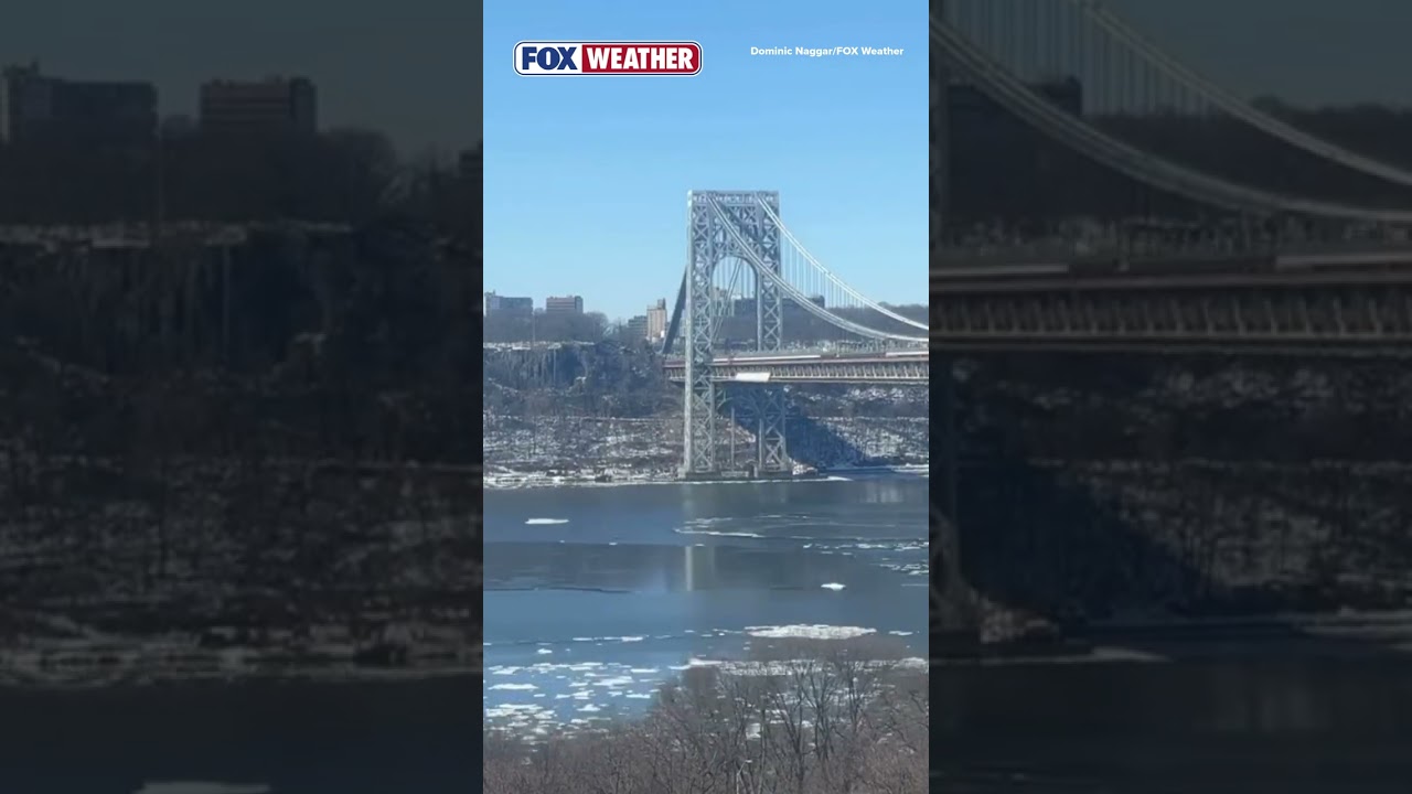 Melting ice flows down the Hudson