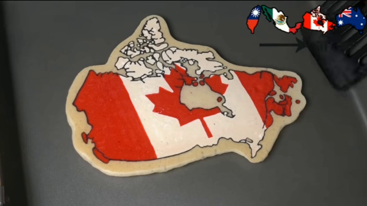 National Flag Map pancake art - Taiwan, Mexico, Australia, Canada