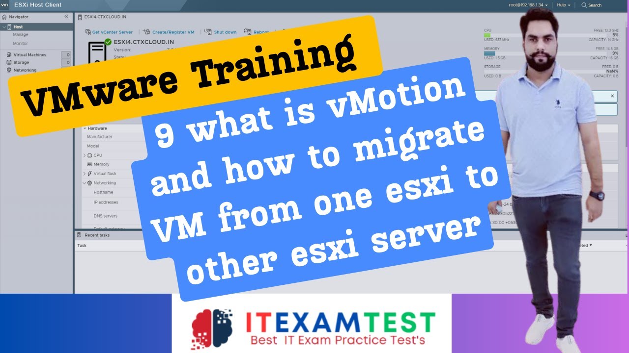 VMware Training: 9 whats is  vMotion and how to migrate VM from one esxi to other esxi server