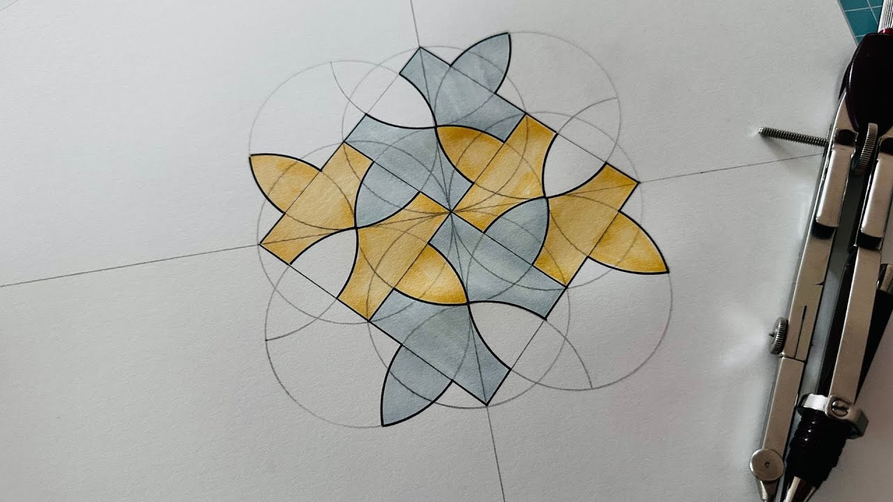 Relaxing Geometric Pattern Drawing | Easy Step By Step Tutorial | طريقة رسم زخرفة هندسية اسلامية