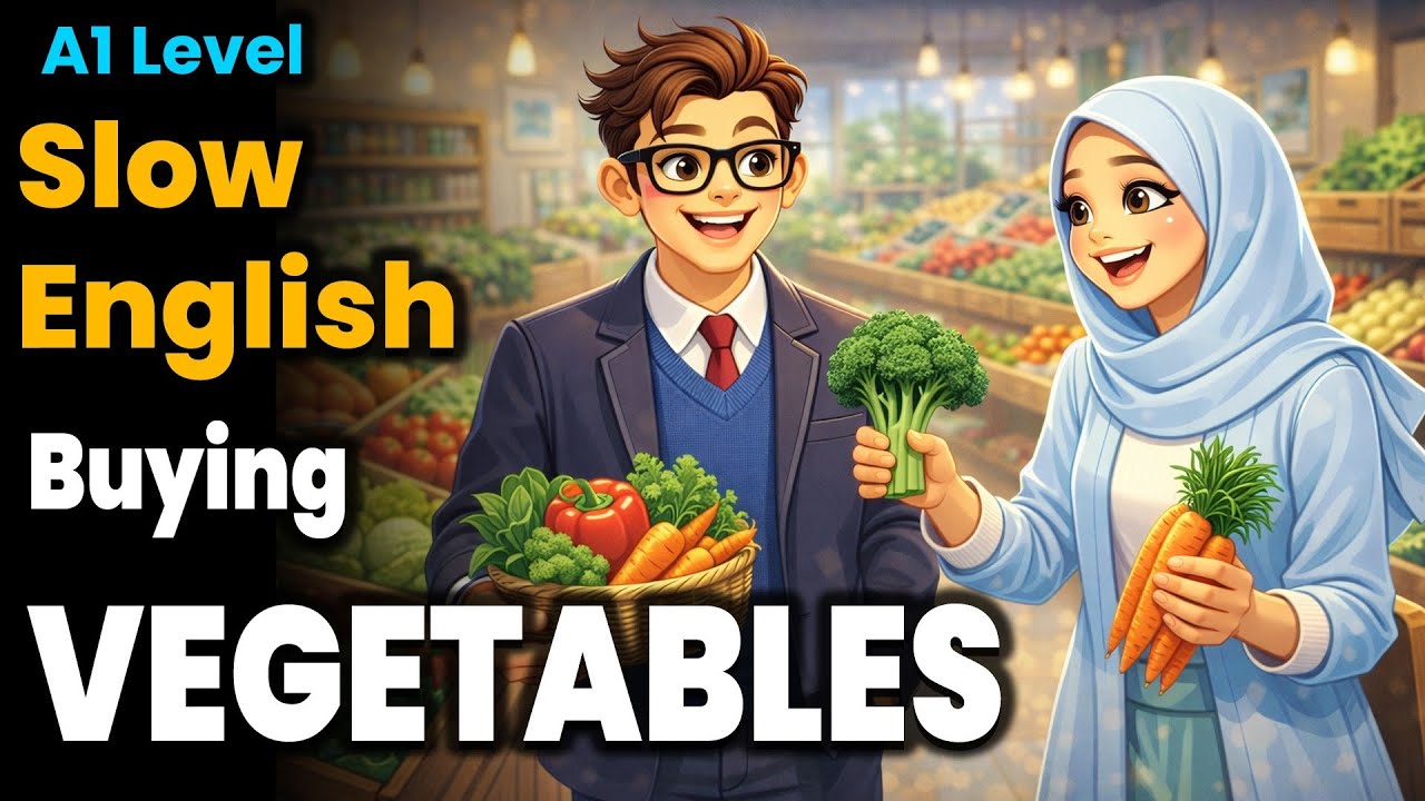 Buying Vegetables in English 🥕🧅 | Easy & Slow English Conversation for Beginners (A1-A2 Level)
