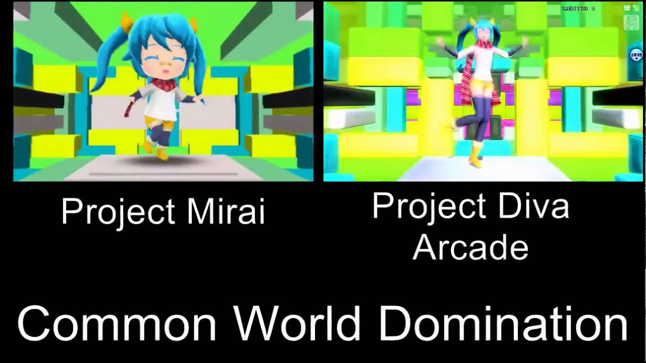 Project Mirai Deluxe Common World Domination PV Comparison 3DS Arcade