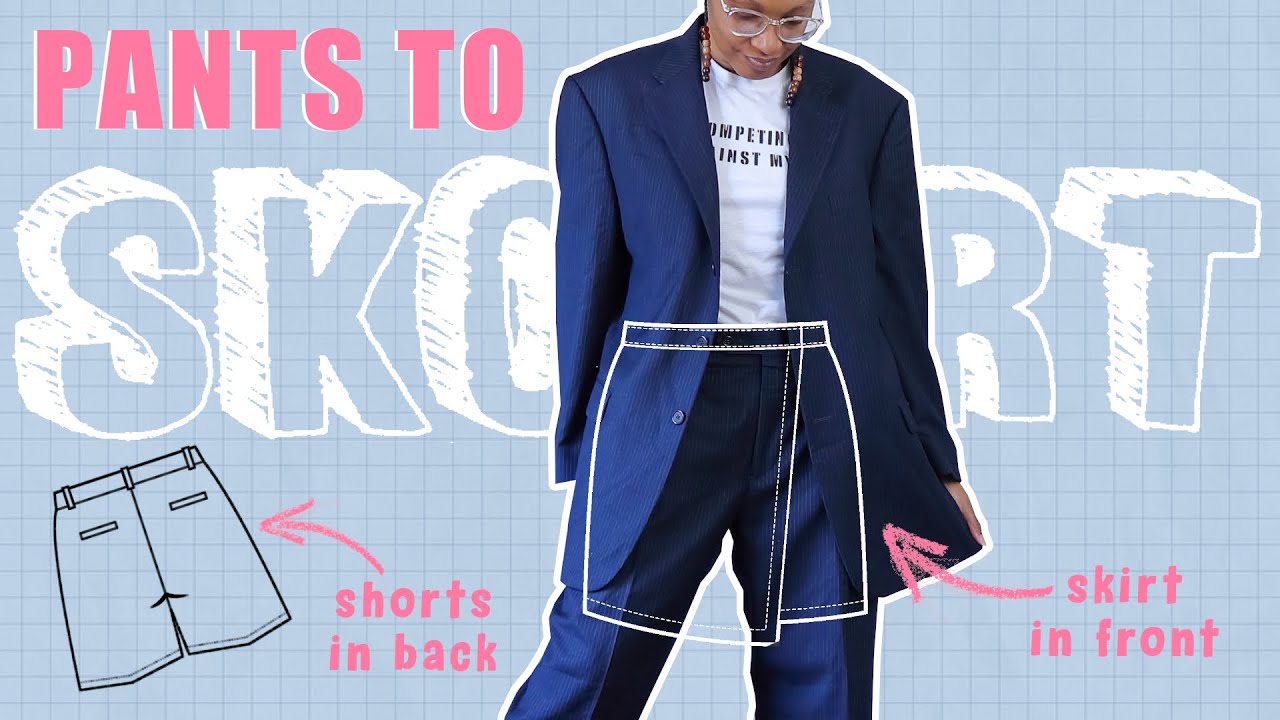 DIY Transform Pants to SKORT set with a Twist!