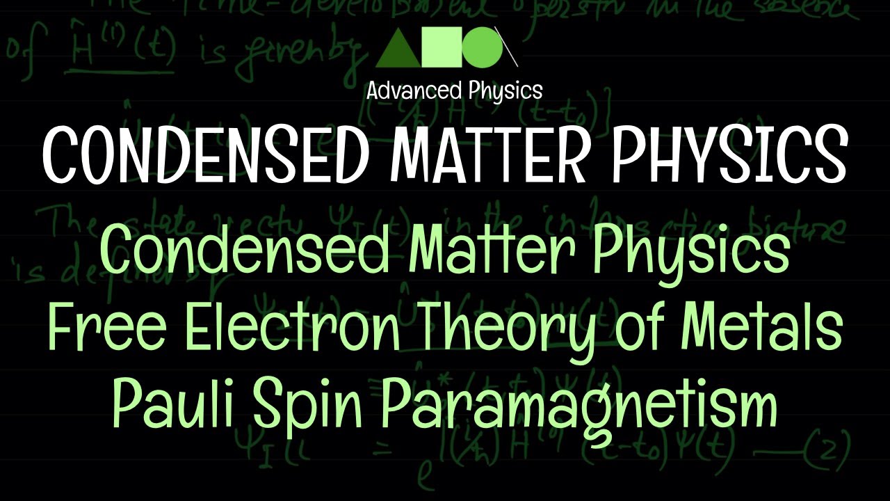 Condensed Matter Physics - Free Electron Theory of Metals : Pauli Spin Paramagnetism