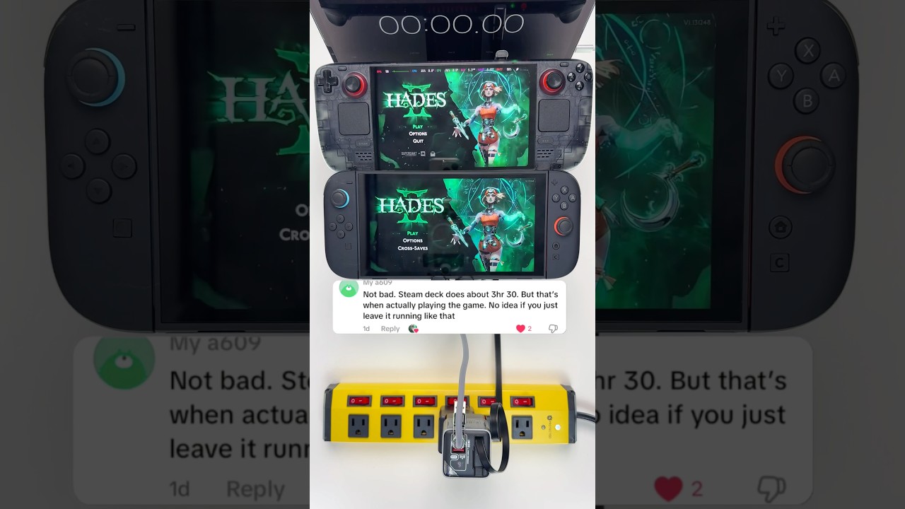 Тест времени автономной работы Hades 2 Switch 2 против Steam Deck #hades2 #steamdeck #switch2 #oled