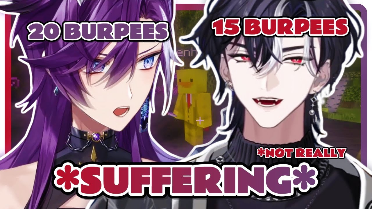 Hakka and Lucien do burpees for a Minecraft Hardcore batsu