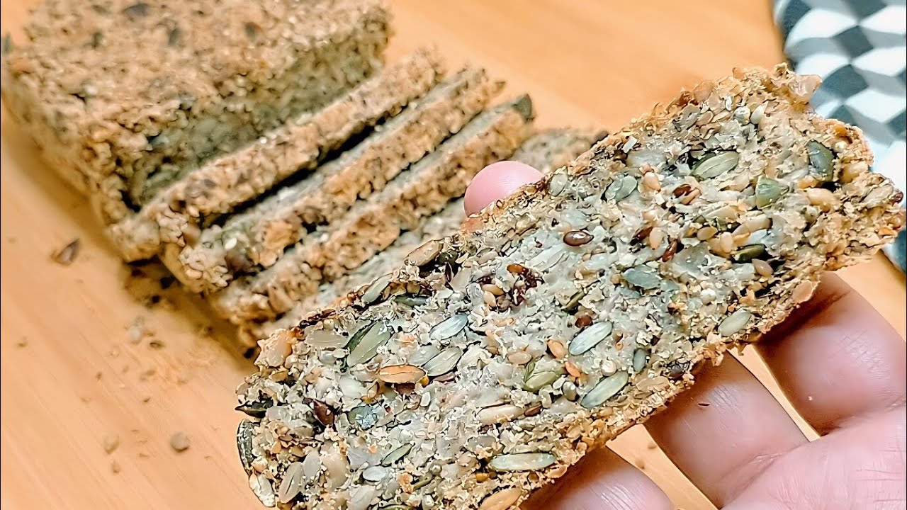 خبز  بالبذور صحي بدون دقيق بدون خميرة بدون عجن سهل التحضير