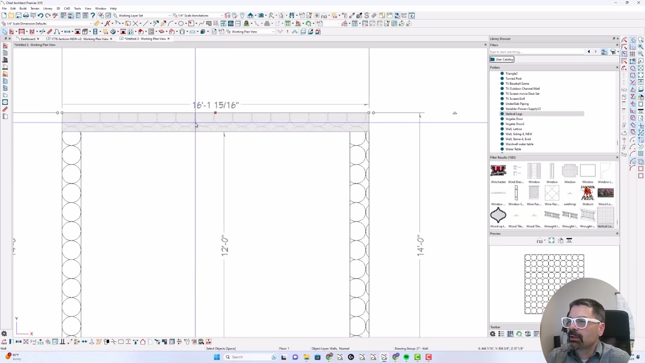 Custom Wall fill pattern/Vertical Logs Wall type | Chief Architect