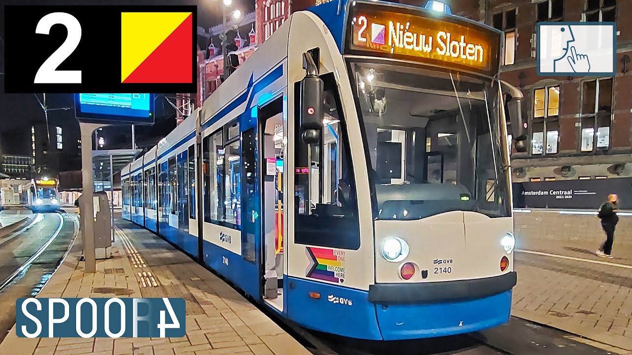 Cabinerit Tram 2 (Amsterdam) | Oudenaardeplantsoen - Centraal Station (Tram Driver's POV)