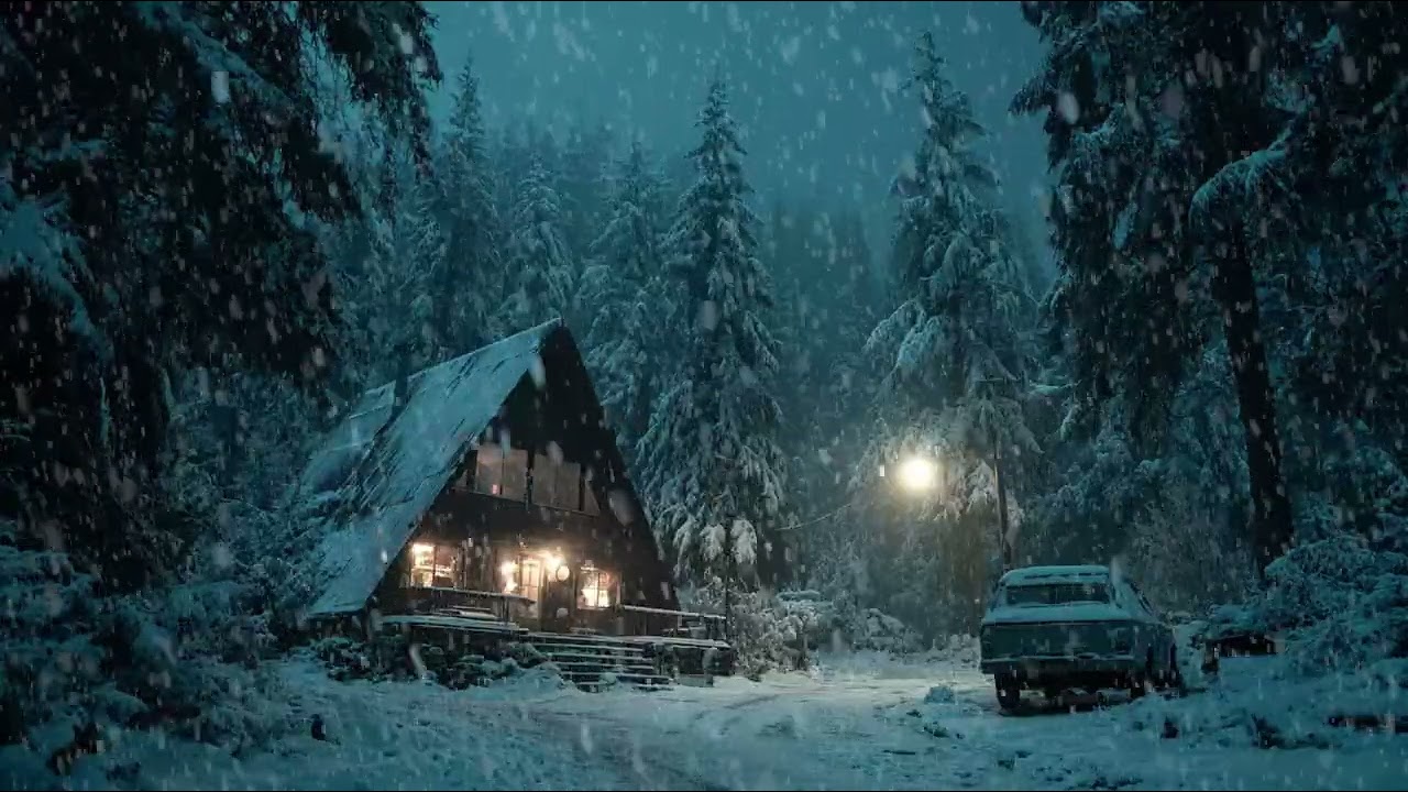 Quiet Midnight During a Cold Winter Snowfall | Gentle Wind and Snow Ambience for Peaceful Sleeping