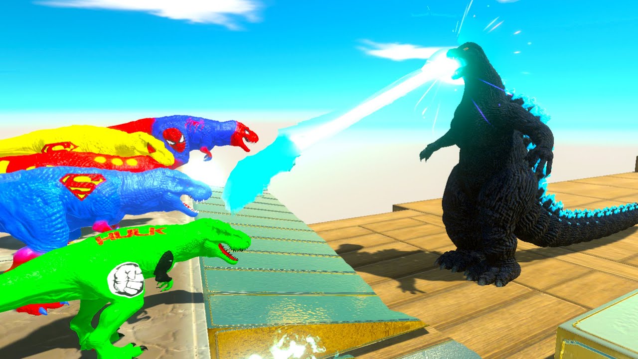 DINOSAURS MARVEL vs  SUPERHERO TOURNAMENT FIGHT - Animal Revolt Battle Simulator