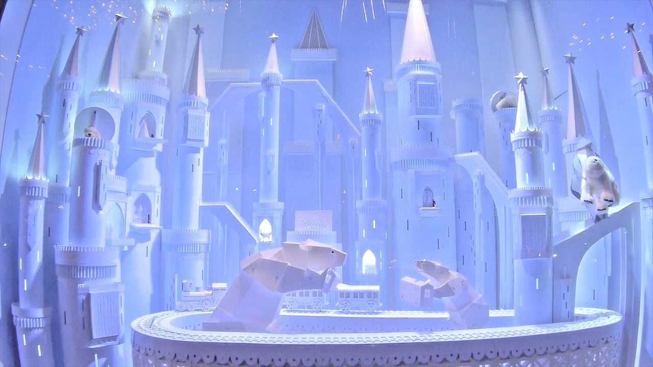 Paris vitrines de Noël, Printemps Haussmann, Galeries Lafayette 2016 Christmas Gitup