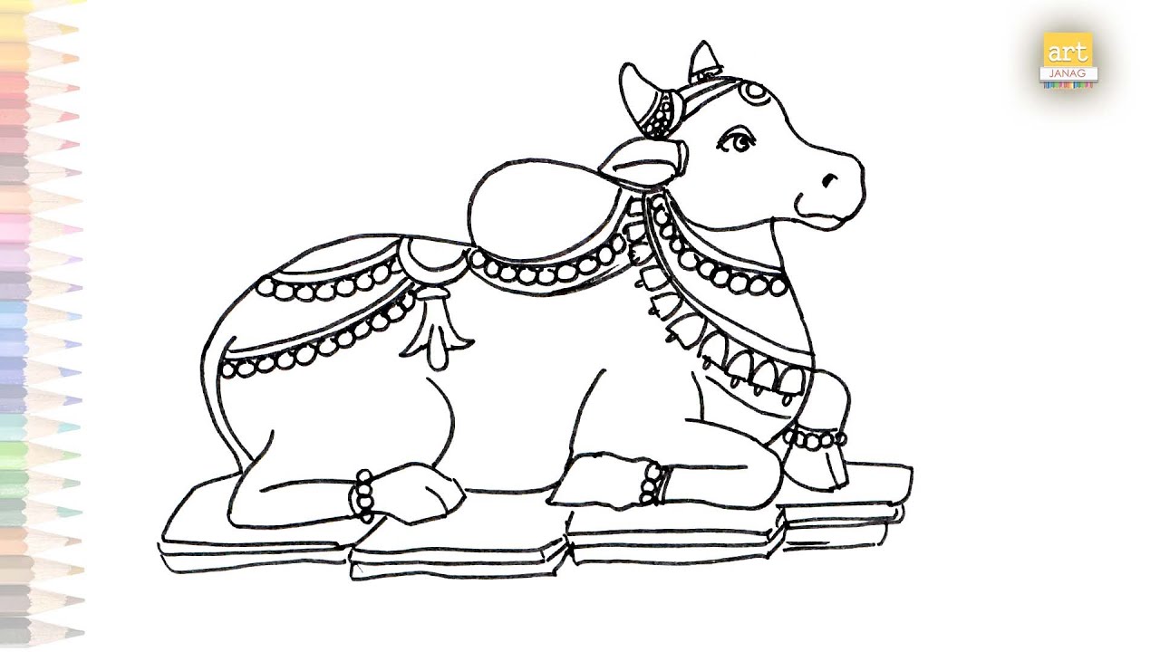Lepakshi Nandi drawing easy | How to draw Lepakshi Nandi step by step | Lepakshi Basavanna drawing