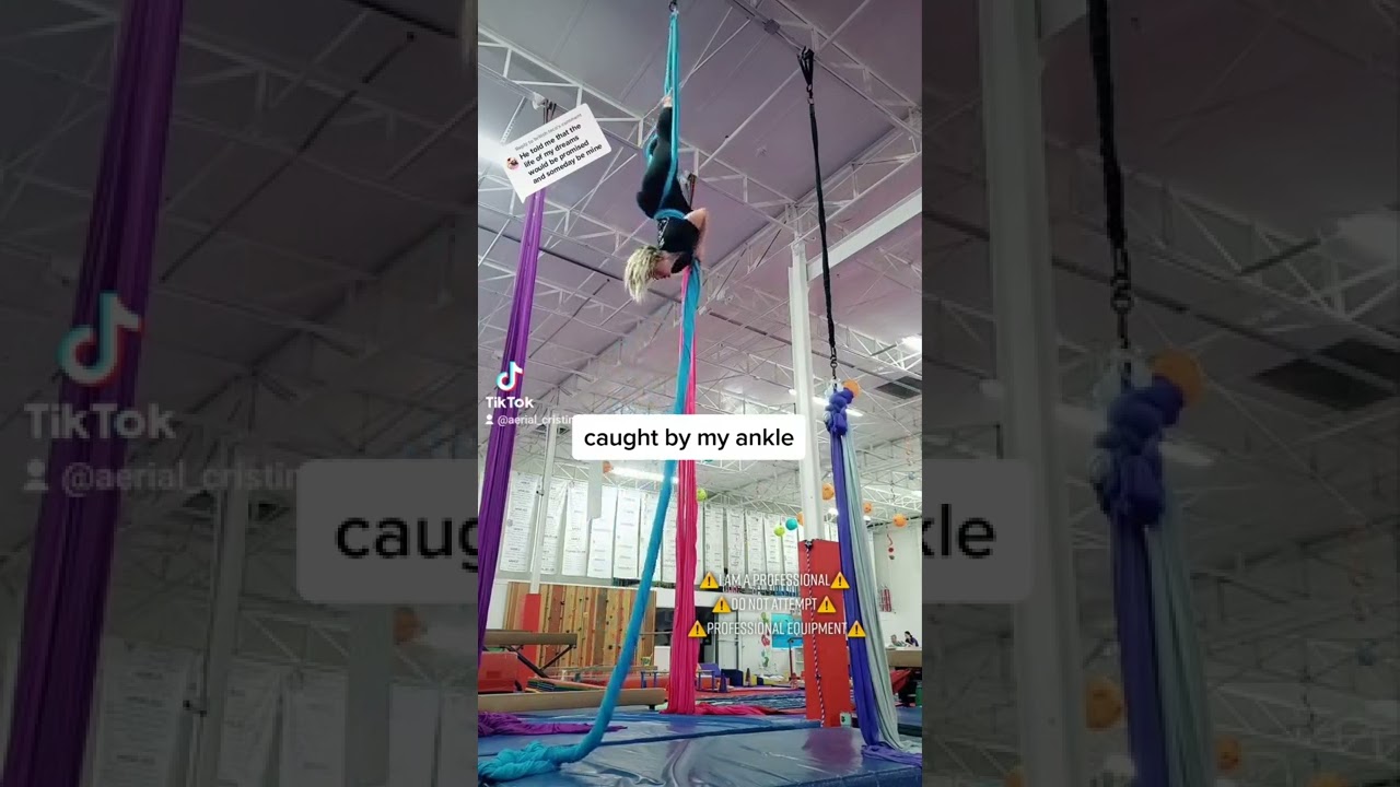 Crossback to Belay Ankle Hang on Aerial Silks