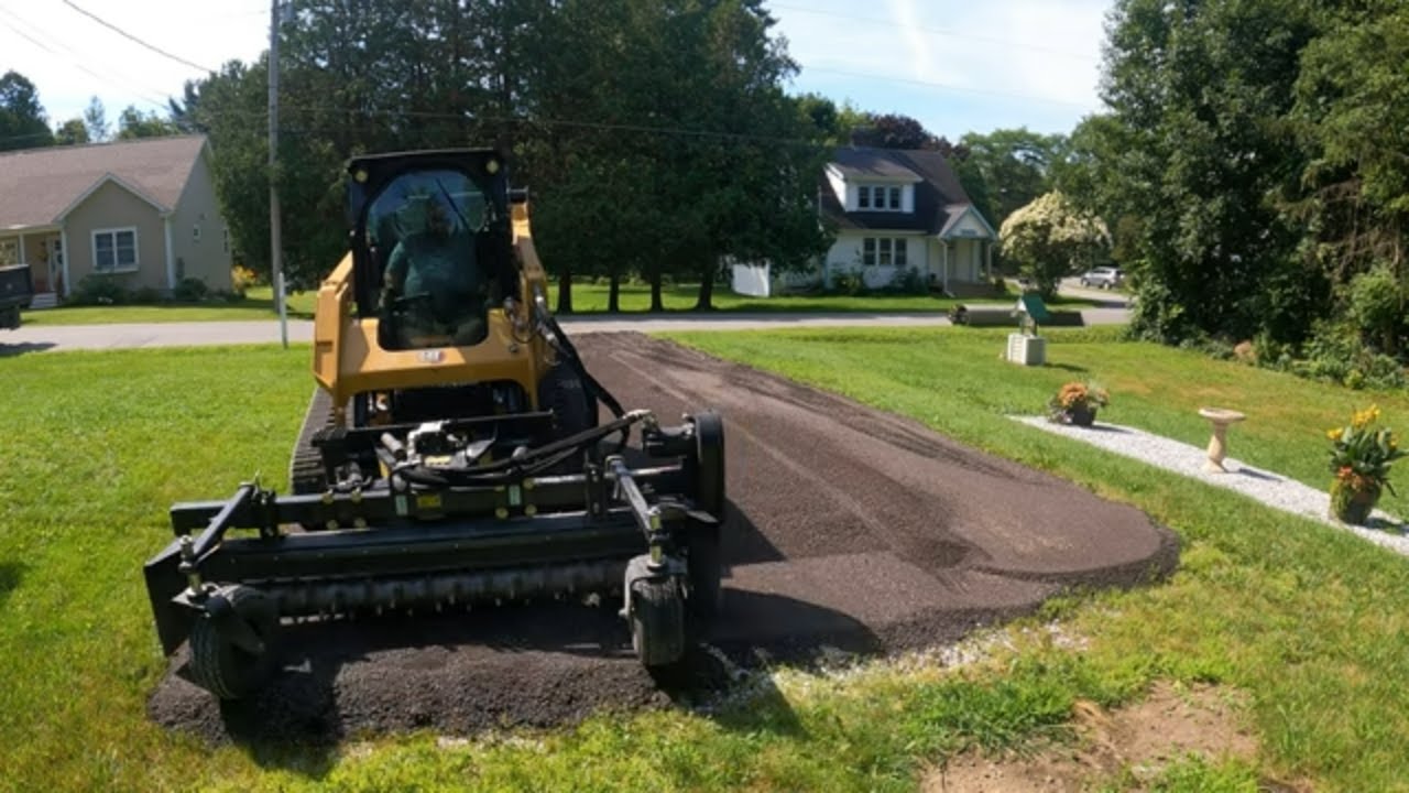 Recycled Asphalt Driveway With Caterpillar 259D3 and Ram 5500 Cummins
