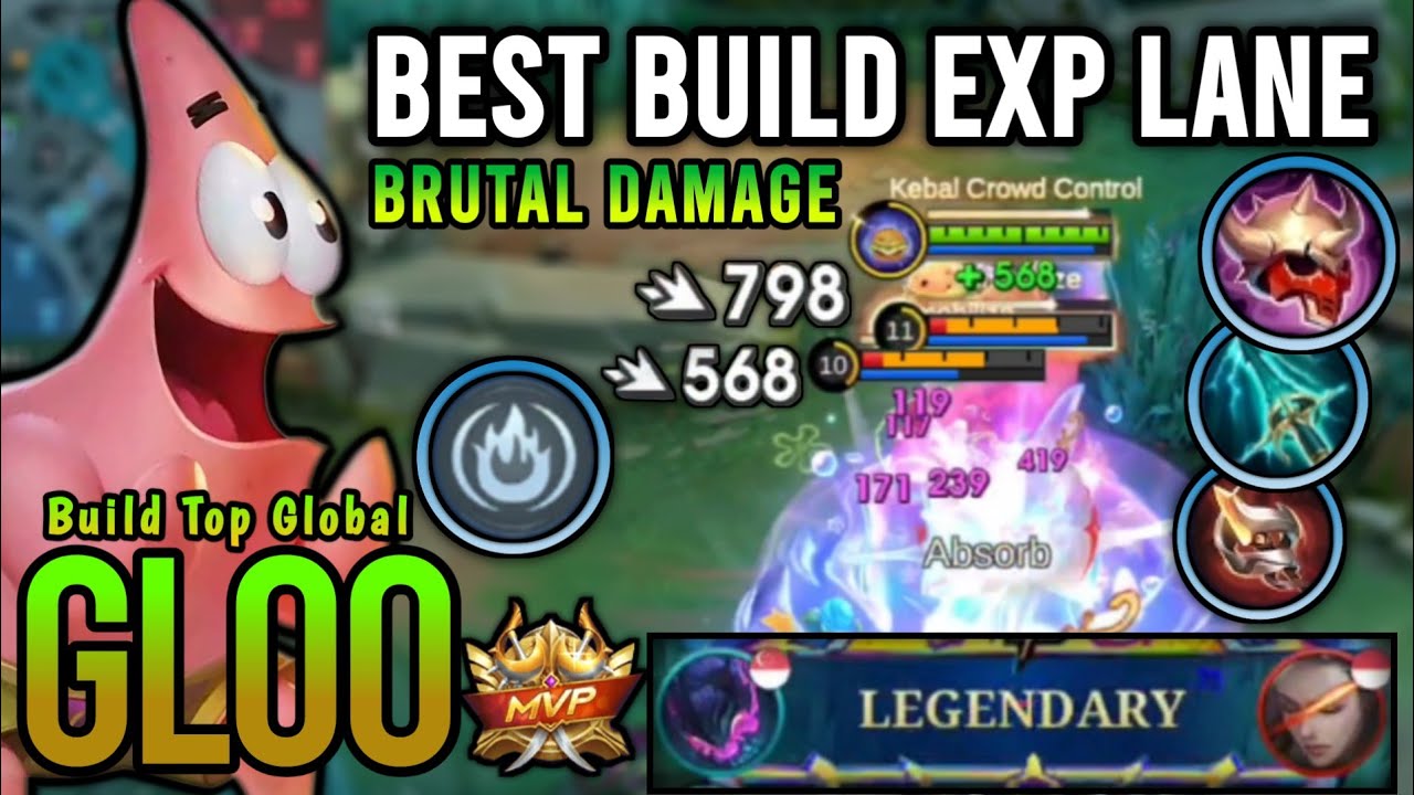 Gloo Best Build Exp Lane!! BRUTAL DAMAGE - Top Global Gloo Best Build 2026 - Mobile Legends