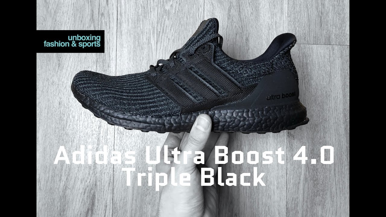 Adidas Ultra Boost 4.0 &lsquo;Triple Black&rsquo; | UNBOXING & ON FEET | fashion shoes | 2018 | 4K