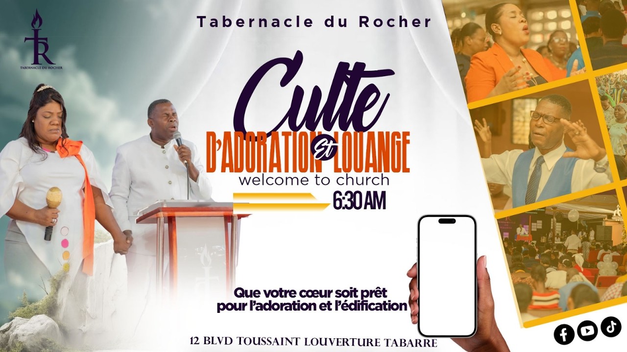 Culte d'adoration et Louange | Tabernacle du Rocher | Dim. 15 Mars 2026 | Past. Damas Destiné