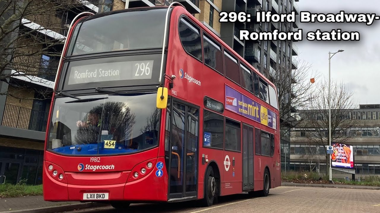 FULL ROUTE VISUAL: 296 - Ilford Broadway - Romford Station | Stagecoach E400 - 19812