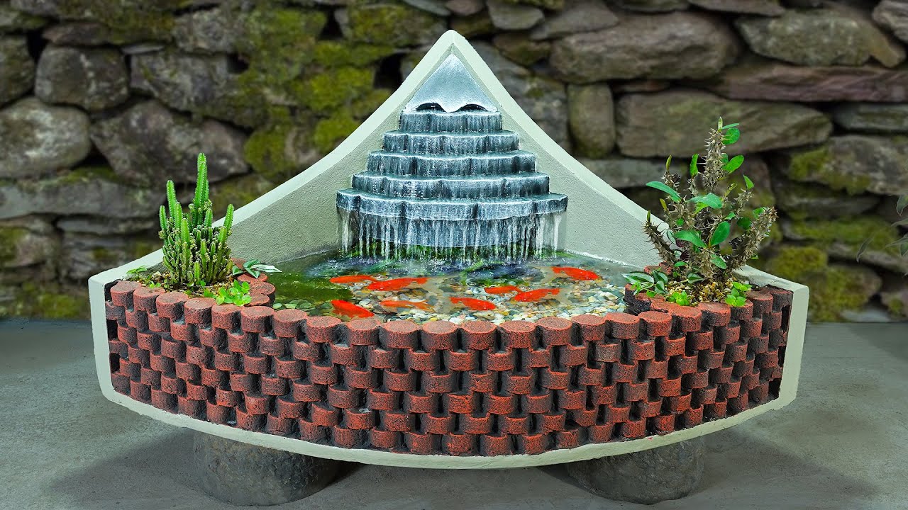 Amazing cement ideas! How to make waterfall fish tank for your home