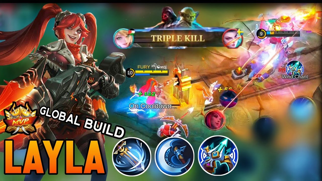 MVP!! LAYLA BLAZING GUN SKIN GAMEPLAY √ GLOBAL BUILD LAYLA ~ MLBB