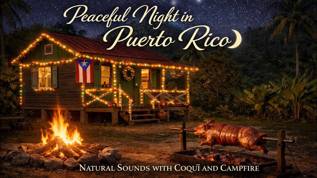 Peaceful Night in Puerto Rico. Natural Sounds, Coquí, Campfire | Sonidos Naturales y Fogata | 1 Hour