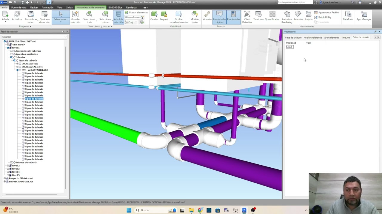 Seleccionar en Navisworks elementos por color personalizado.