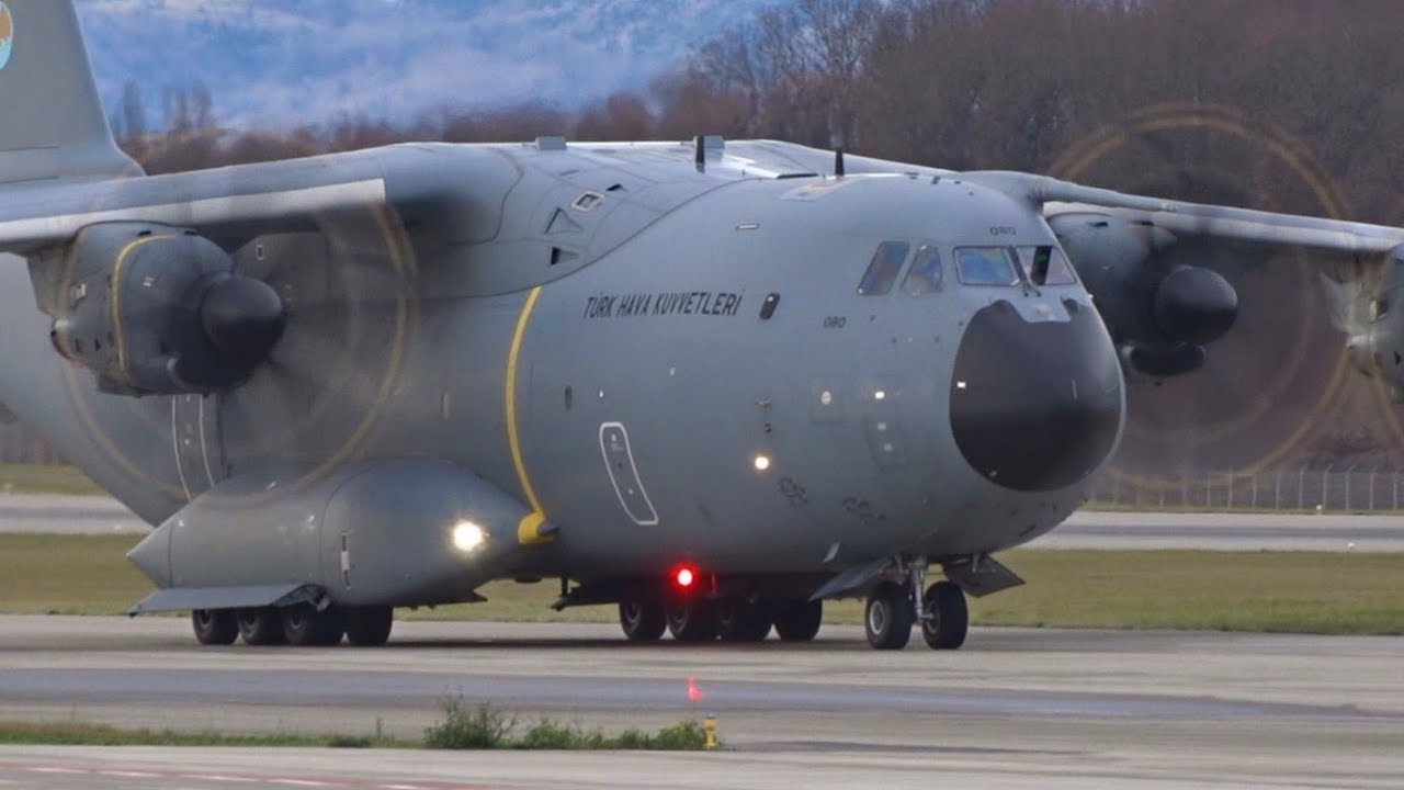 Turkish Air Force Airbus A400M landing at Geneva/GVA/LSGG