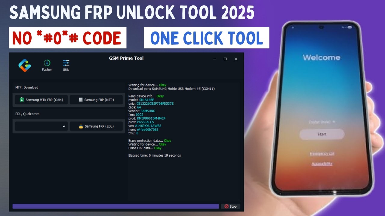 Samsung FRP Unlock Tool 2025 | All Samsung FRP Bypass Tool, One Click Tool Without *#0*# Code✅