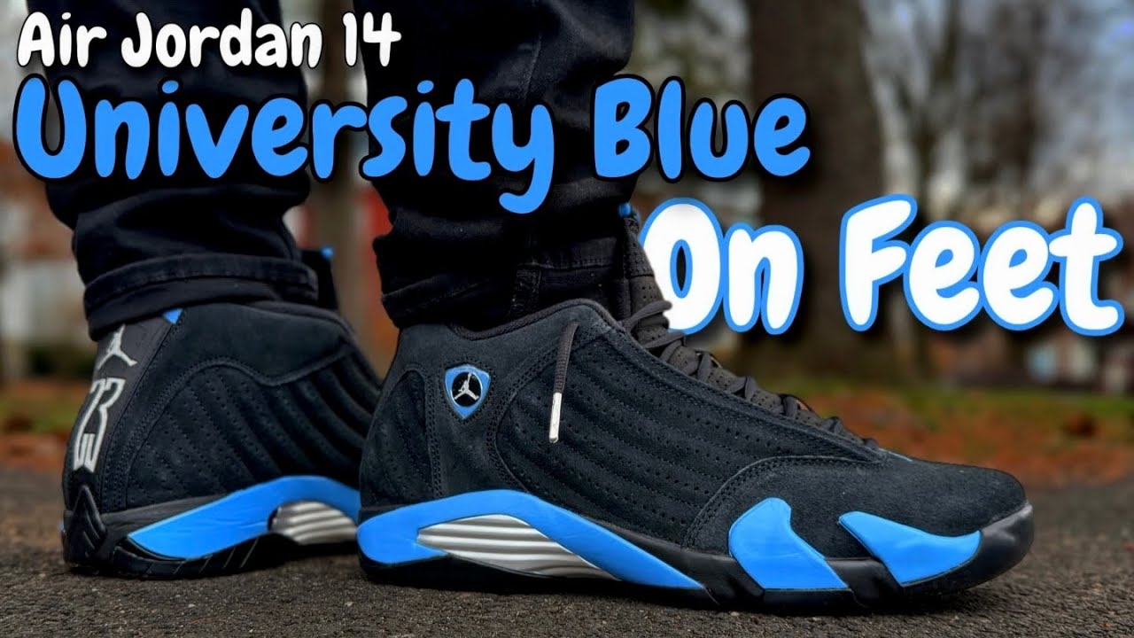 Jordan 14 Black University Blue - On Feet 👣 