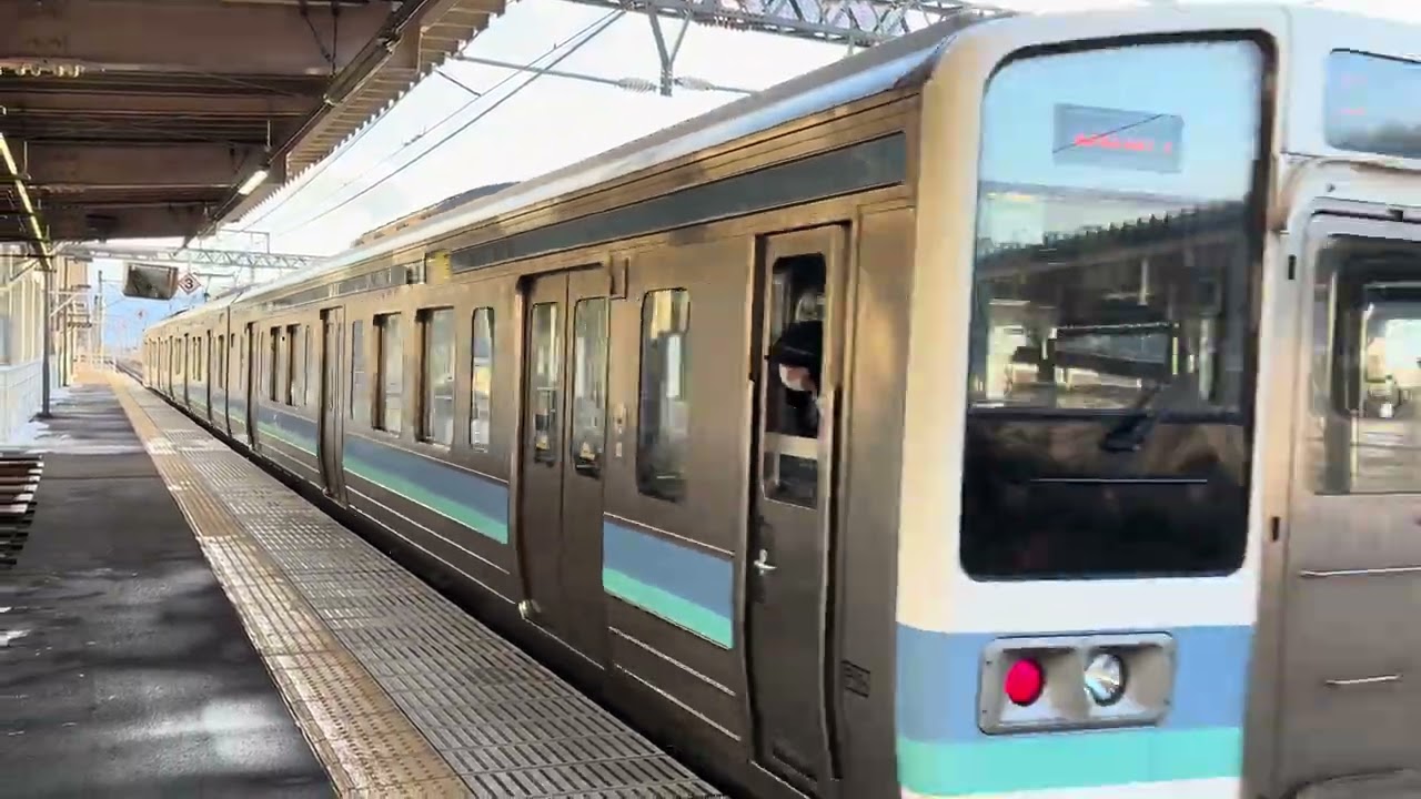 信越本線篠ノ井線中央東線211系長モトN307編成普通甲府行き今井駅発車(メロディー付)